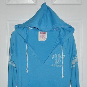 VINTAGE VICTORIA SECRET PINK ALUMNI HOODIE HOODED SWEATSHIRT TYPE SHIRT - BLUE M